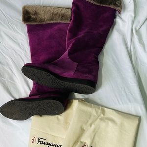 Ferragamo Purple Suede tall boots